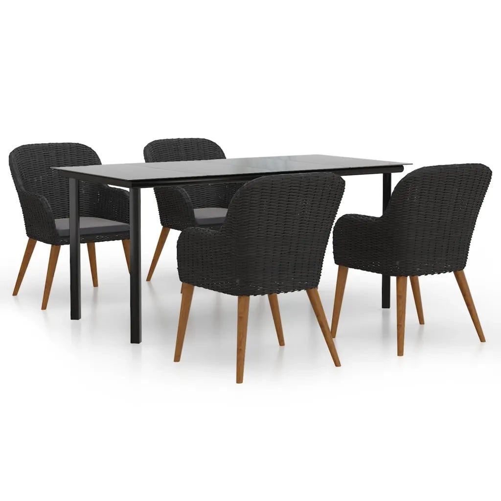 Set da Pranzo da Giardino 5 pz con Cuscini Nero cod mxl 50439