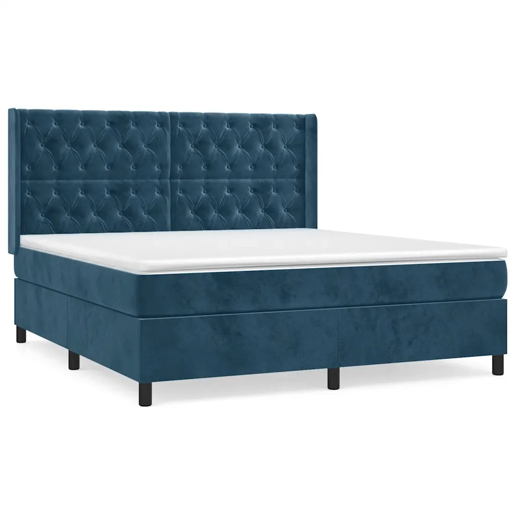 Giroletto a Molle con Materasso Blu Scuro 160x200 cm in Velluto 3132871
