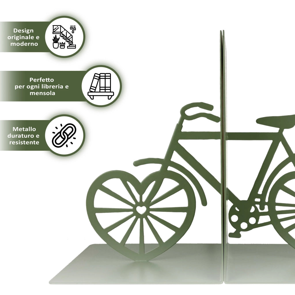 Set 2 Pezzi Fermalibri In Metallo Antigraffio Per Mensole Libreria Design Moderno Supporto Porta Libro Antiscivolo Mensola Decorazione Casa Ufficio Scrivania Cd Riviste Idea Regalo Organizzatore  - Bicicletta