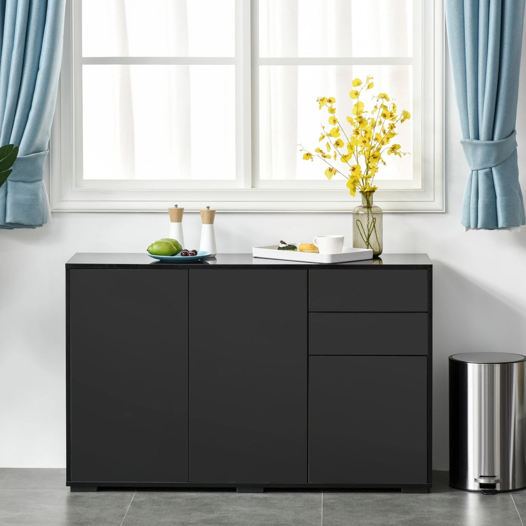 Cassettiera Moderna con Ante e Cassetti ¨C zephmum ¨C Nero 117x36x74cm