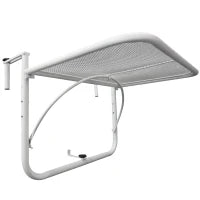 Tavolo da Ringhiera con Ganci ad Altezza Regolabile su 3 Livelli, in Metallo, 60x56.5x45 cm, Bianco