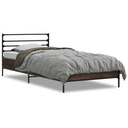 Letto singolo | Letto per adulti | Giroletto Rovere Marrone 100x200 cm Legno Multistrato e Metallo