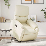 Divano Sedia-Poltrona Alzapersona Reclinabile Massaggio Crema Similpelle 551518
