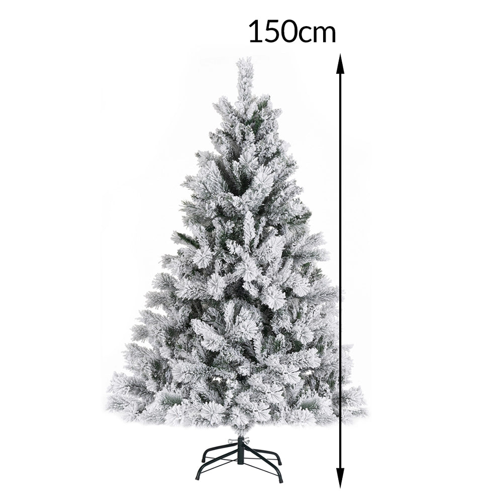 Albero di Natale Innevato Bianco Foltissimo 150cm 550 Rami Pvc Ignifugo