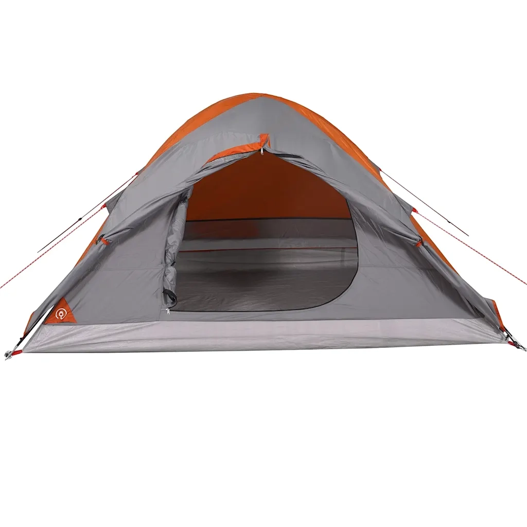 Tenda da Campeggio a Cupola 2 Persone-Tenda per Escursionismo Grigio e Arancione 717956
