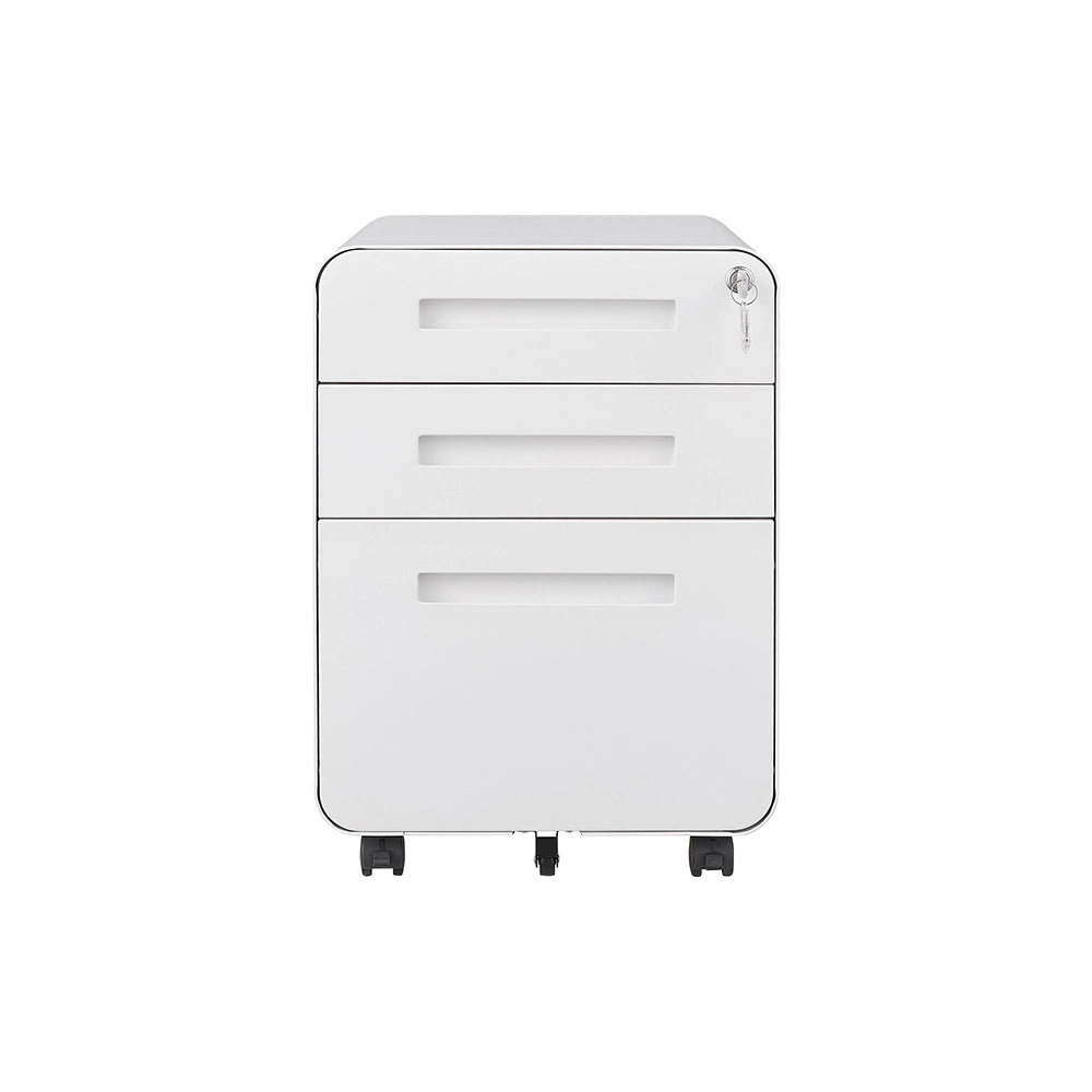 Armoire a dossiers mobile - Xylo - 3 cassetti 5 ruote - Bianco resistente umidita