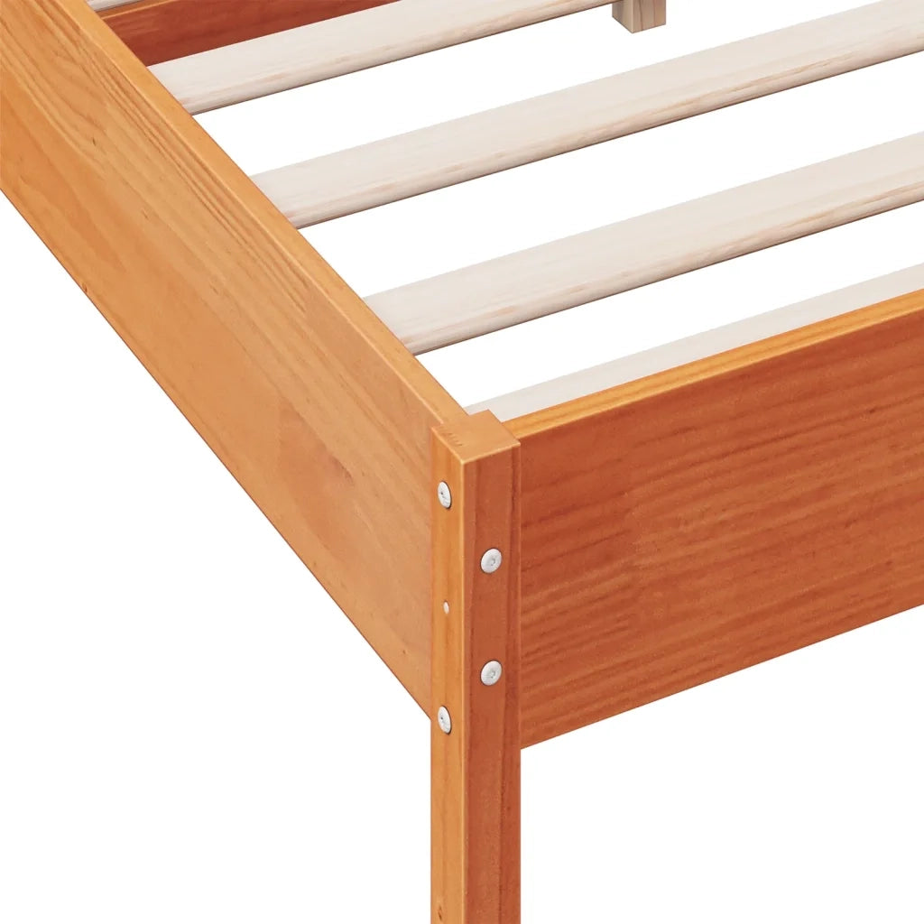 Letto senza Materasso Marrone Cera 140x190 cm in Legno di Pino 842769