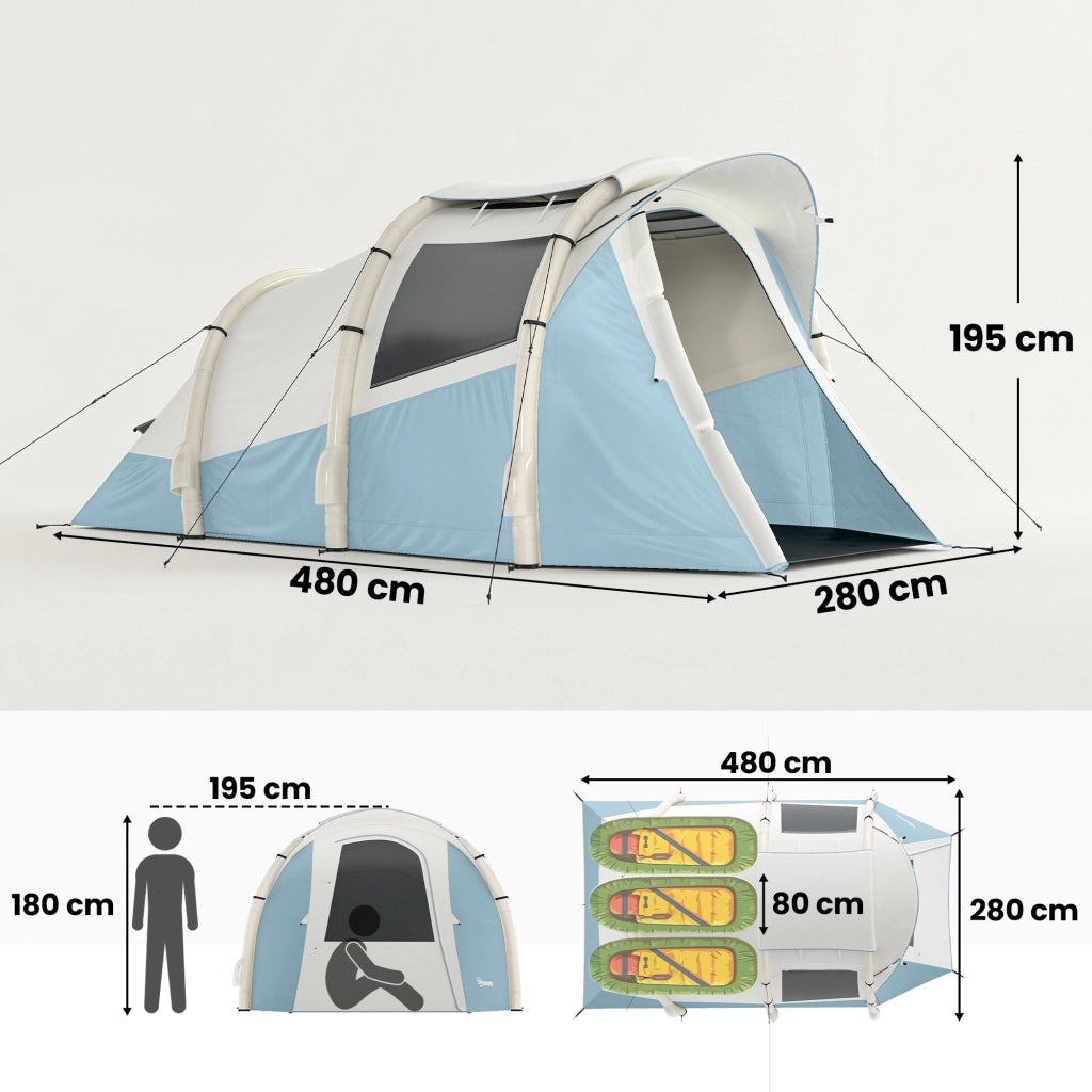 Tenda Inflabile 2-3 Persone ¨C zephmum ¨C Impermeabile 3000 mm Azzurro