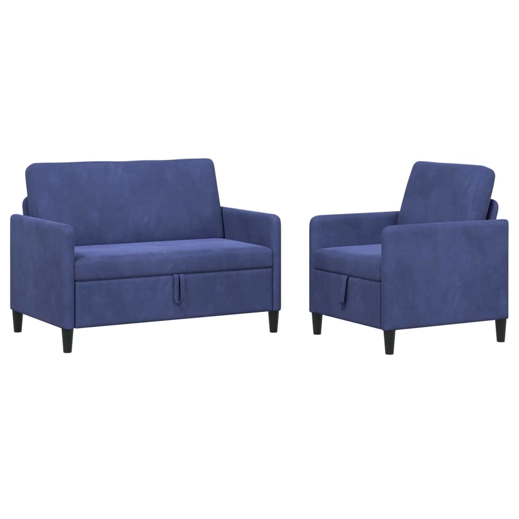 Set di Divani con Storage 2 pz Blu Polizia Poliestere 3429174