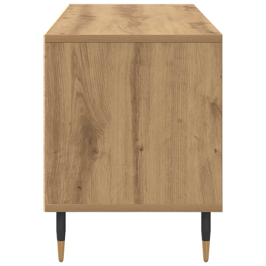 Mobile TV contemporaneo con cassetto e ripiani 100 x 34,5 x 44,5 cm finitura rovere ingegnerizzato realizzato artigianalmente 02_0052743