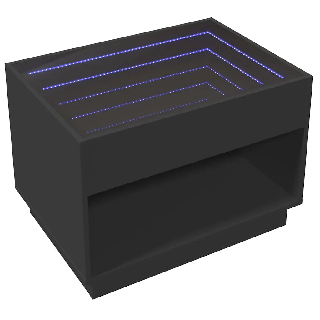 Tavolino da Salotto con LED Infinity-Tavolino da soggiorno Nero 70x50x50 cm