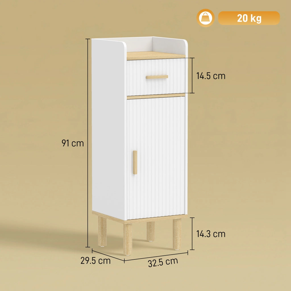 Mobile da Bagno Stretto con Ripiano Regolabile ¨C zephmum ¨C Bianco