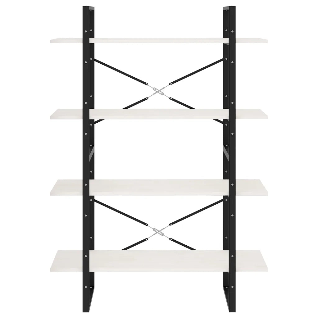 Libreria a 4 Ripiani Bianca 100x30x140 cm in Massello di Pino 806483