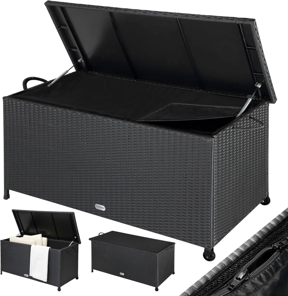 ® Baule da Esterno XXL 117x53x60cm 270L Box con Ruote Impermeabile Resistente Cassettone Contenitore Cuscini Giocatoli Mobili Giardino Bauli