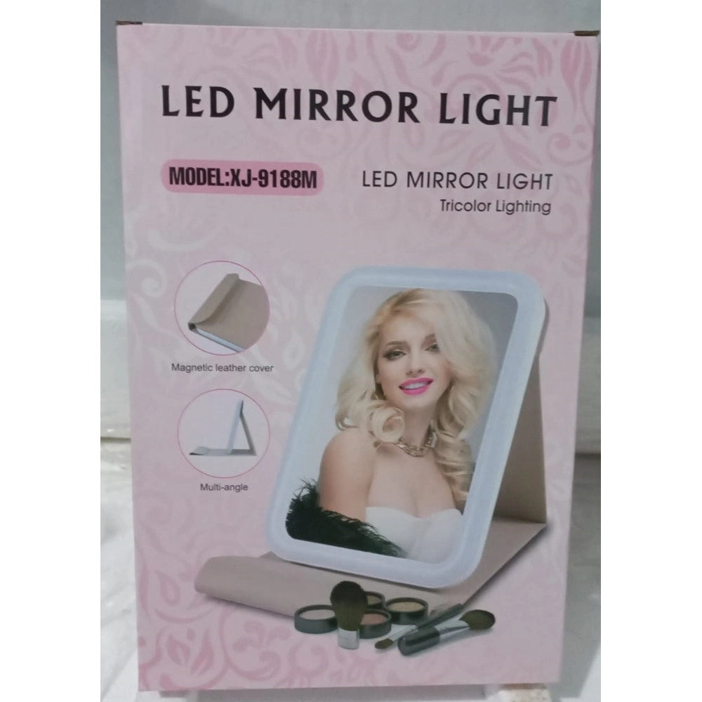 Trade Shop - Specchio Trucco Luminoso Luce A Led Con Illuminazione A Tre Colori Ricarica Usb Portatile -