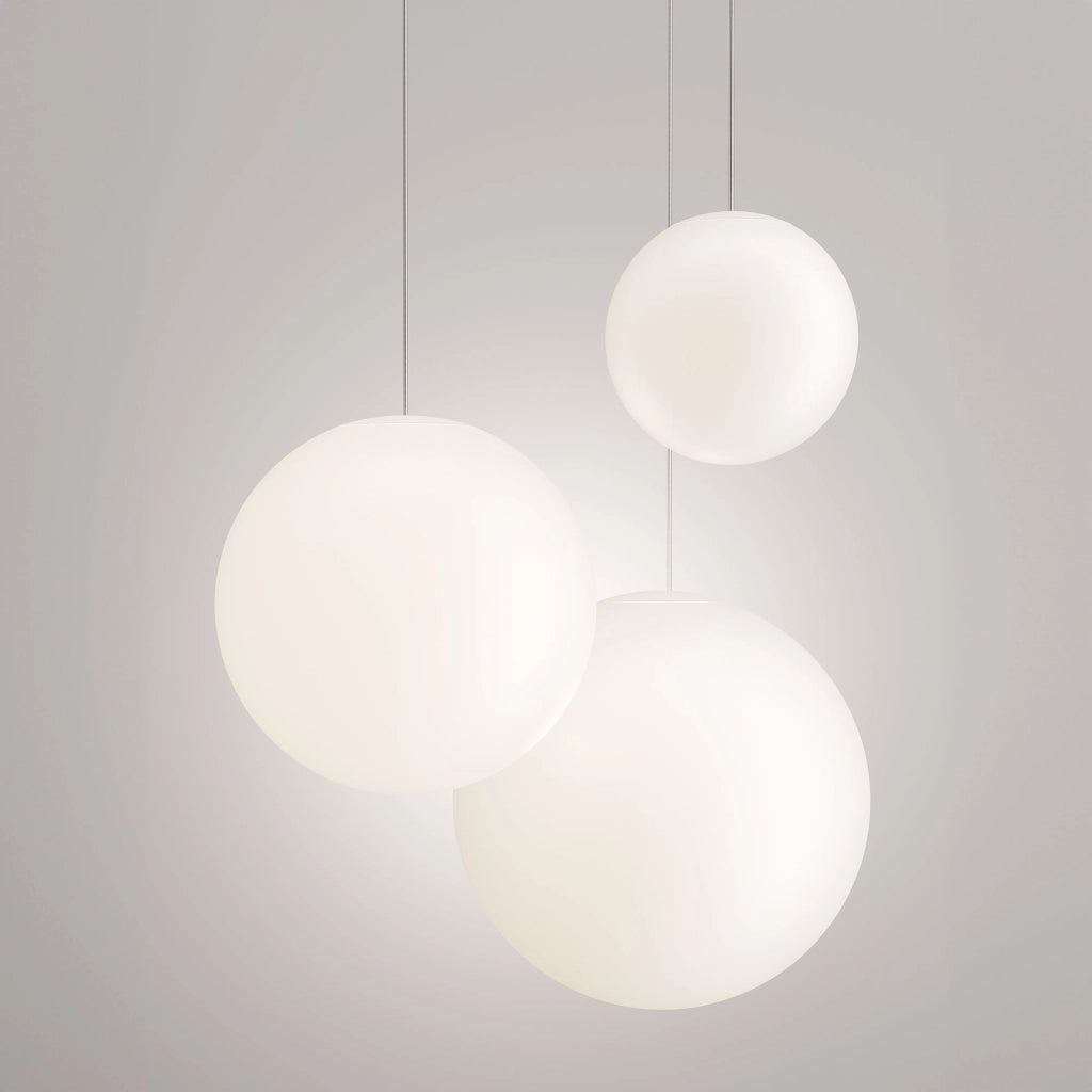 Sferis Lampada a sospensione in vetro opale satinato, diametro 30 cm, altezza regolabile fino a 320 cm, attacco E27, design minimale ed elegante