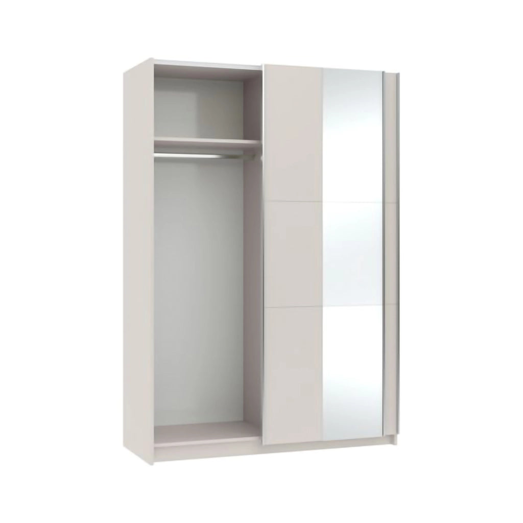 Armadio Camera da Letto Lesesa, Guardaroba 2 Ante Appendiabiti, 150x218h cm Beige Cashmere