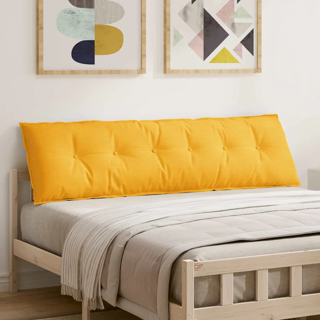 Cuscino per Schiena Giallo Chiaro 180 x 50 cm Tessuto in Cords 42014957
