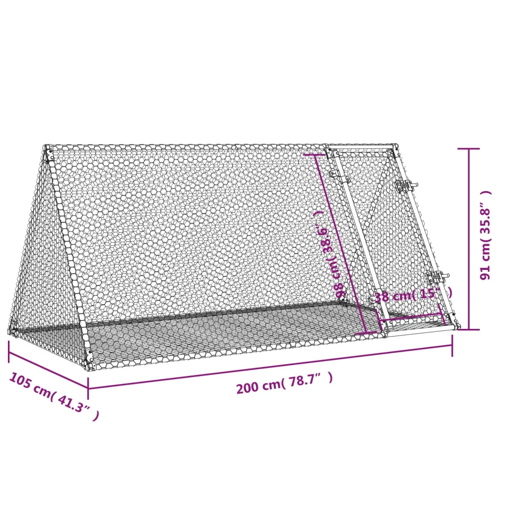 Conigliera Argento 200x105x91 cm in Acciaio Zincato 3281530