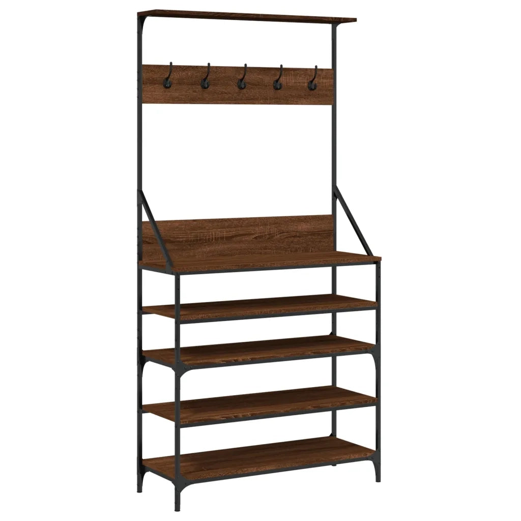 Appendiabiti con Porta Scarpe Rovere Marrone 90x34x184 cm 837881
