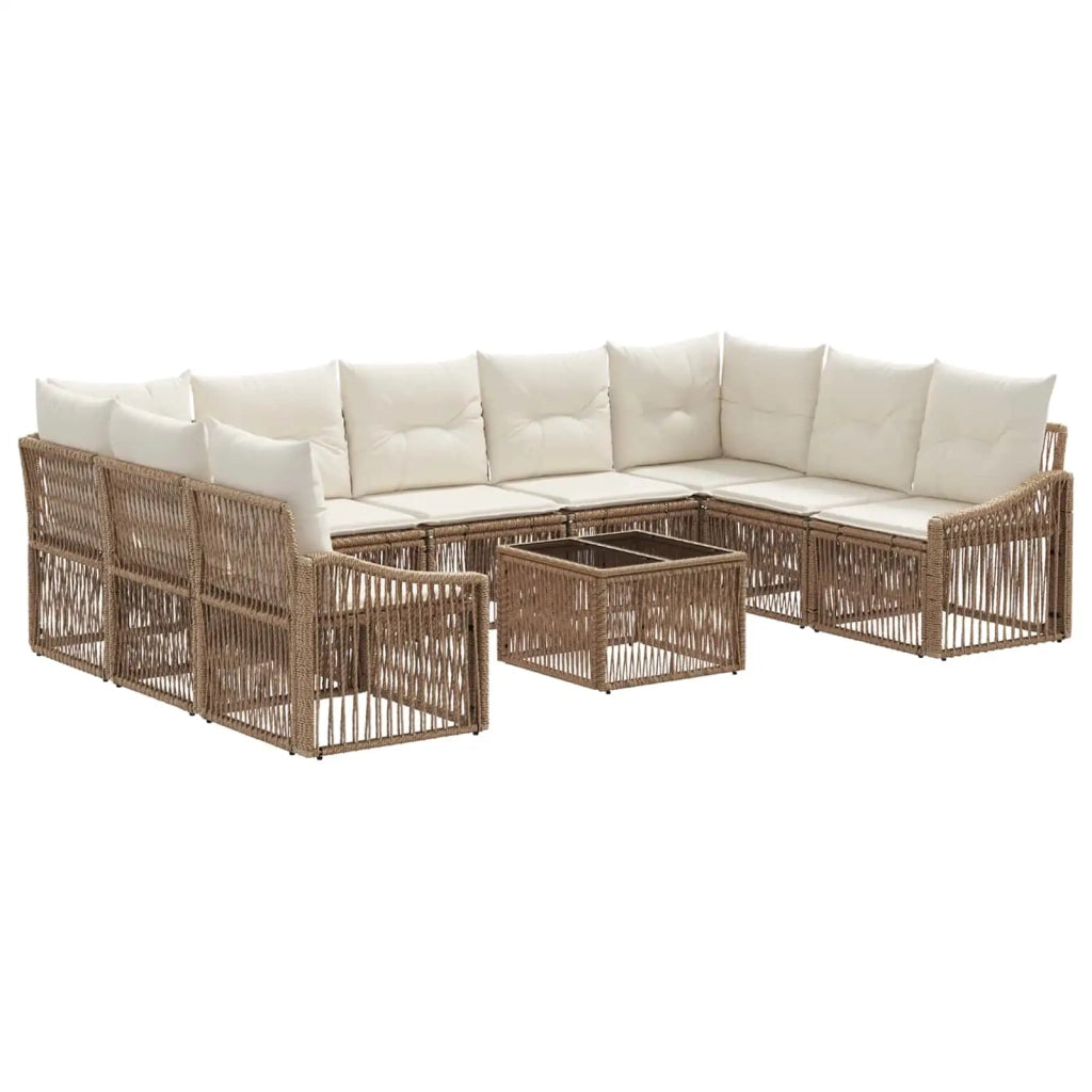 Set Divano da Giardino 10 pcs Beige polyrattan