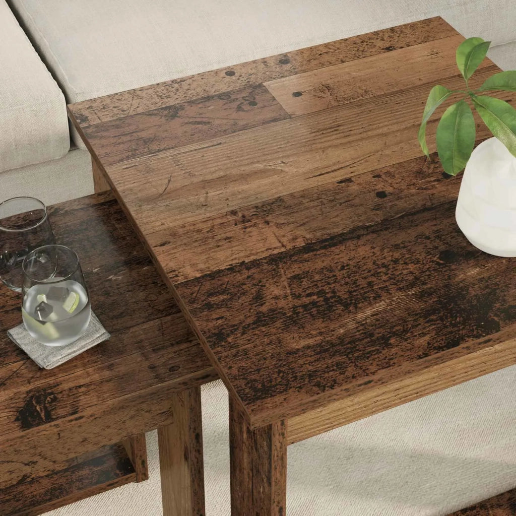Set di Tavolini da Caffè 2 pcs Legno vecchio Legno multistrato