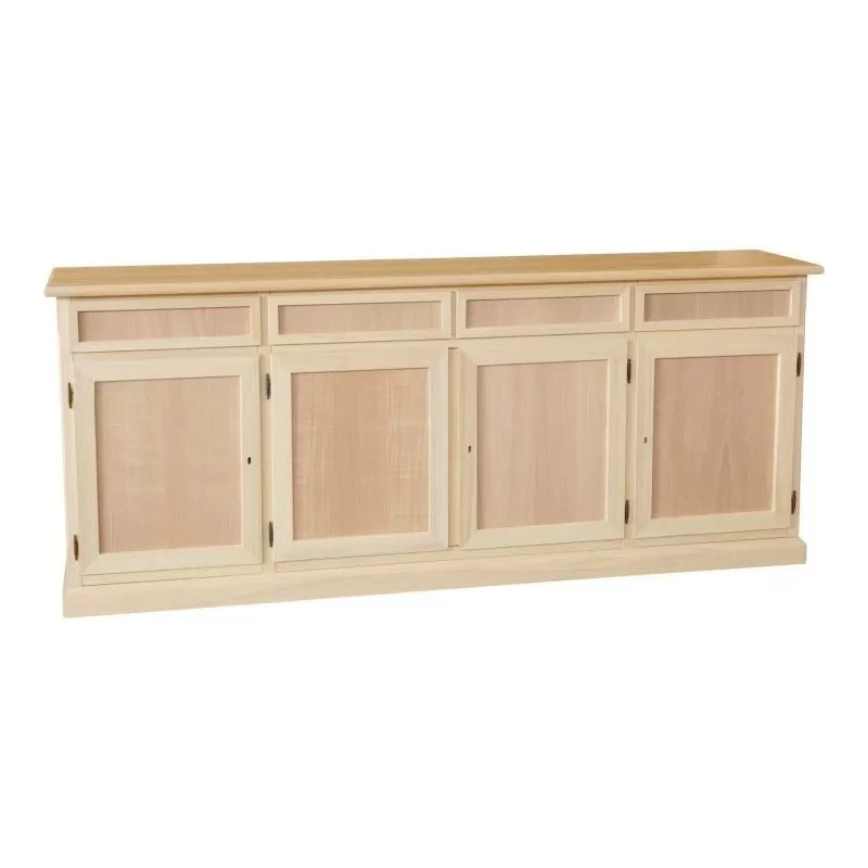 Madia credenza in legno grezza 4 ante l.205 p.42 h.86 - Mobili 2G