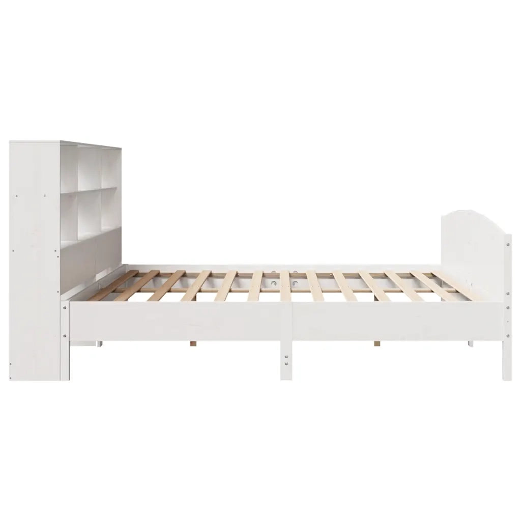 Letto matrimoniale | Letto per adulti | Giroletto con Libreria senza Materasso 180x200 cm in Legno Pino