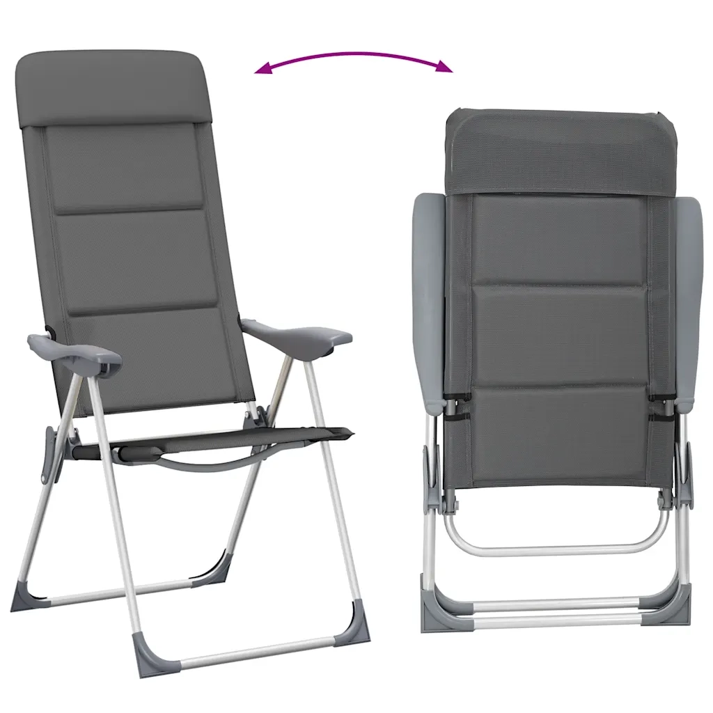 Sedie da Campeggio 2 pz in Alluminio Grigio 58x69x111 cm 44312