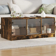 Tavolino da Salotto con Ante in Vetro Rovere Fumo 102x50x42 cm 836417