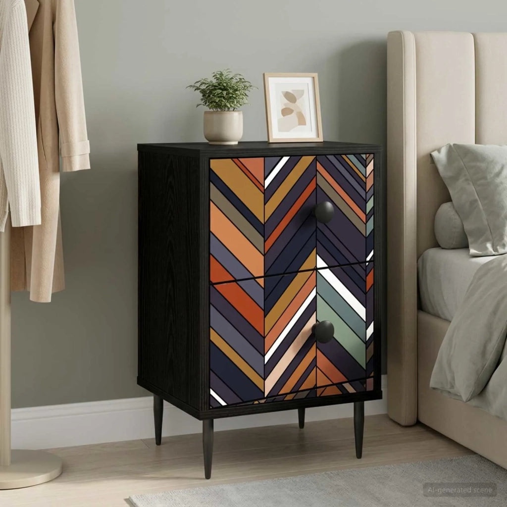 Armadio da Notte OMMEN Rovere Nero 36 x 33 x 61 cm 8007329
