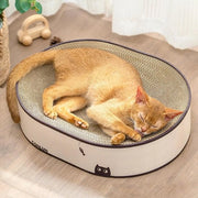 Krabbank per gatto, plancia per gatto ovale, 2-in-1 progetto di cartone naturale, krabbank con pavimento di polvere chiuso, pronto all'uso - nessuna assemblaggio richiesta, colori eleganti per ogni casa