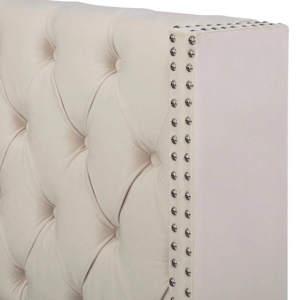 Letto imbottito beige 160 x 200 cm con contenitore idraulico