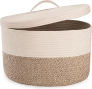 Tessuto Opvouabile di Lino 32L con Coperchio - Maniglia a Mano - Spazio Bagno Camera da Letto - Cuscini Coperte Asciugamani - 40 x 25cm - Marrone