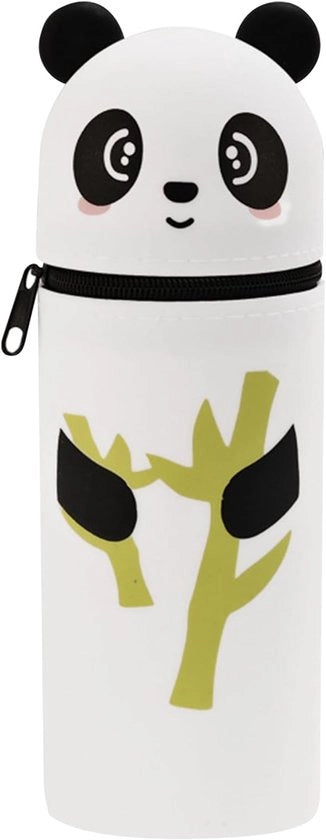 Etui 2 in 1 in silicone, etui in silicone morbido, etui con cerniera, etui in piedi, etui a forma di cartoon, grande tasca per matite
