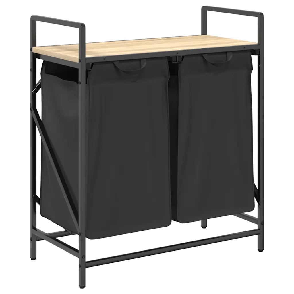 Cesto per la Biancheria 2 Scomparti con Ripiano Rovere Sonoma CFW5410421