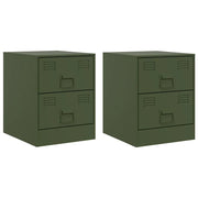 Set di 2 Comodini | Armadio da Notte | Mobiletto da notte Verde34,5x39x44 cm in Acciaio