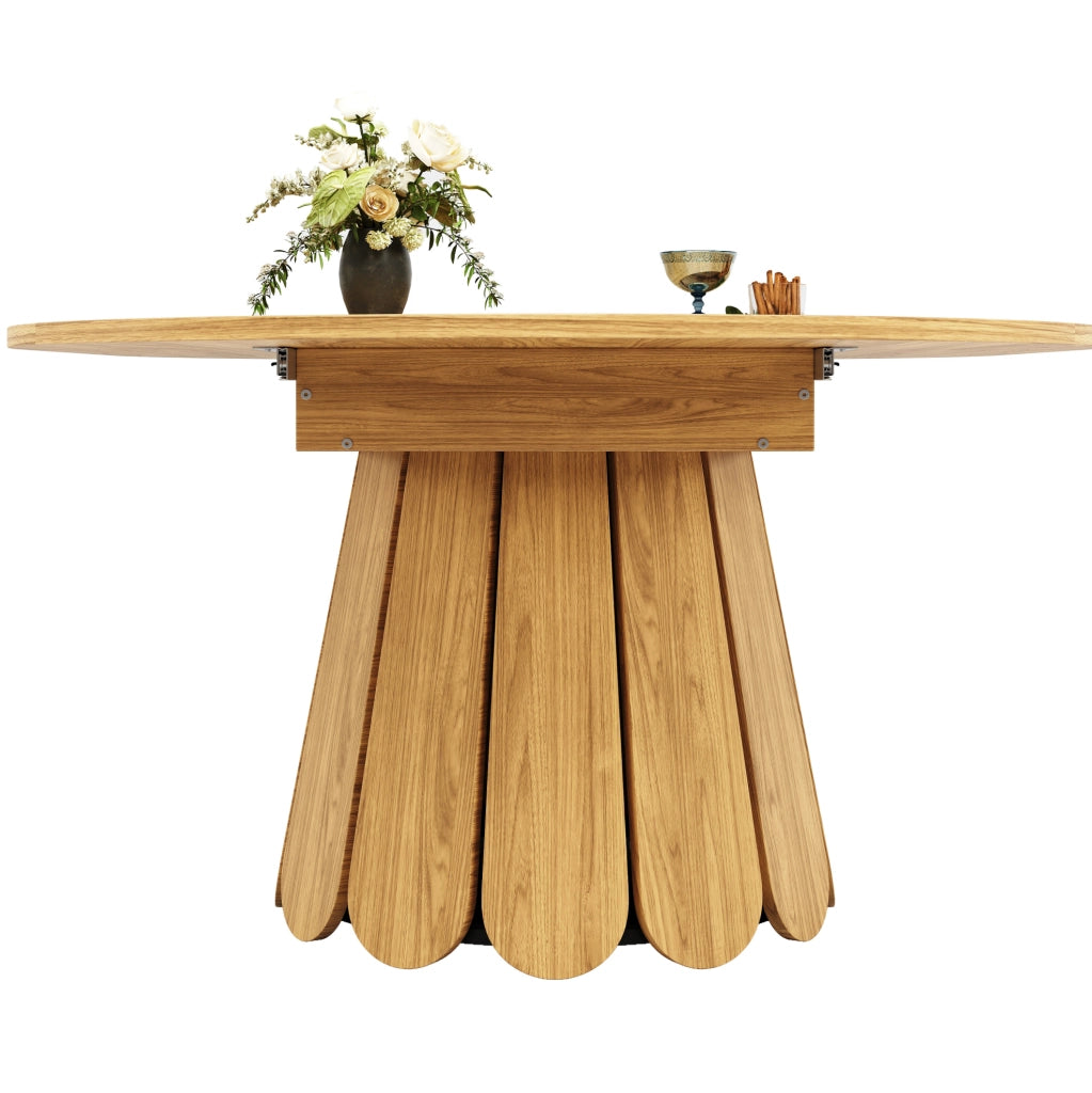 Tavolo da pranzo rotondo allungabile in MDF, 118-158 cm, colore legno