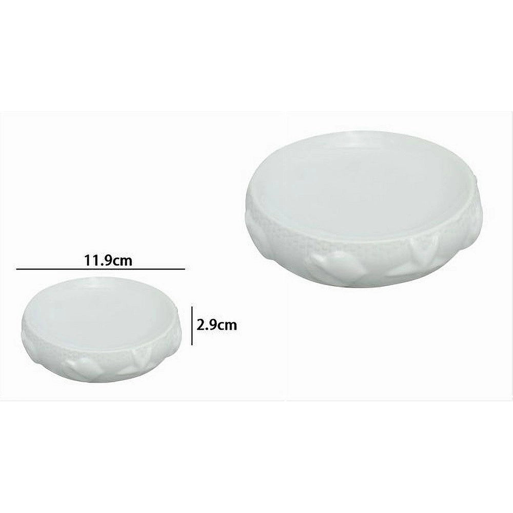 Trade Shop - Piatto Piattino Porta Sapone Arredo Per Bagno Bianca Decorata Stile Marino 79283 -