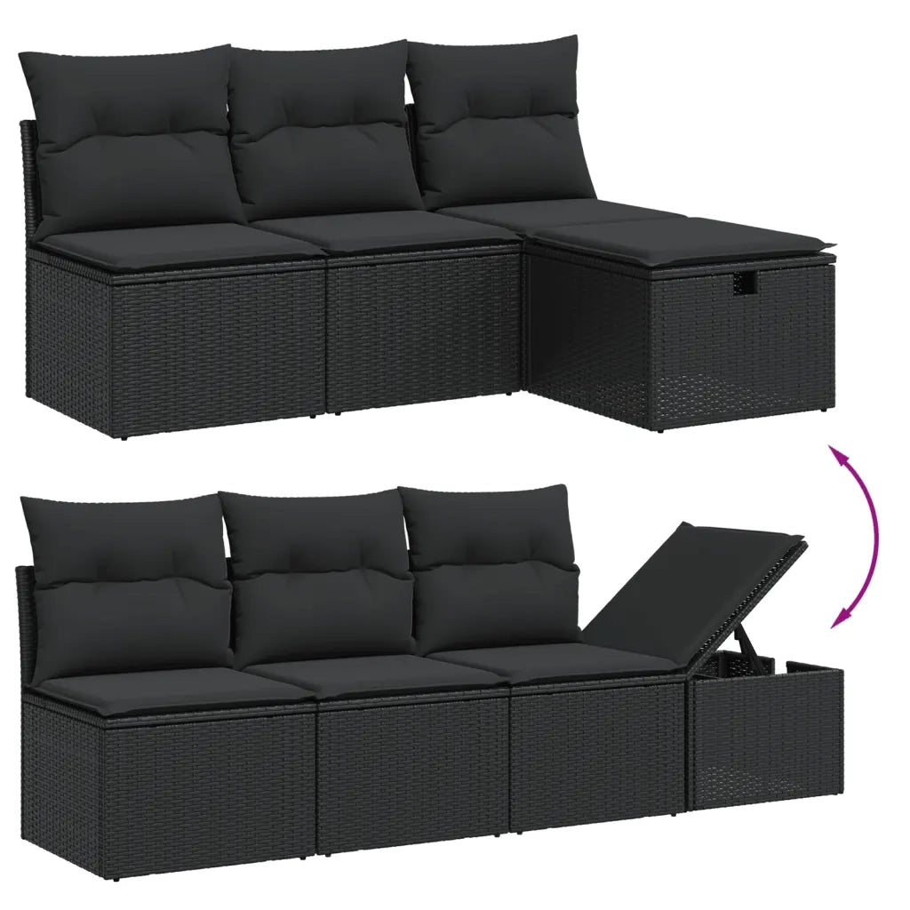 Set Divani da Giardino con Cuscini 7pz Nero Polyrattan 3263191