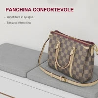 Set Mobili da Ingresso con Appendiabiti, Specchio, Panca con Cuscini e Scarpiera per 8 Paia di Scarpe, Bianco