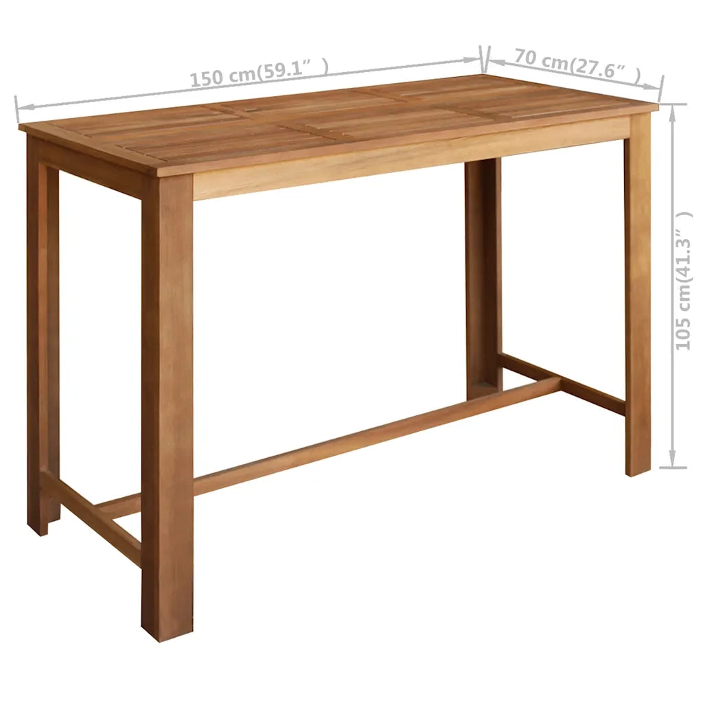 Tavolo da Bar in Legno Massello di Acacia 150x70x105 cm 246665