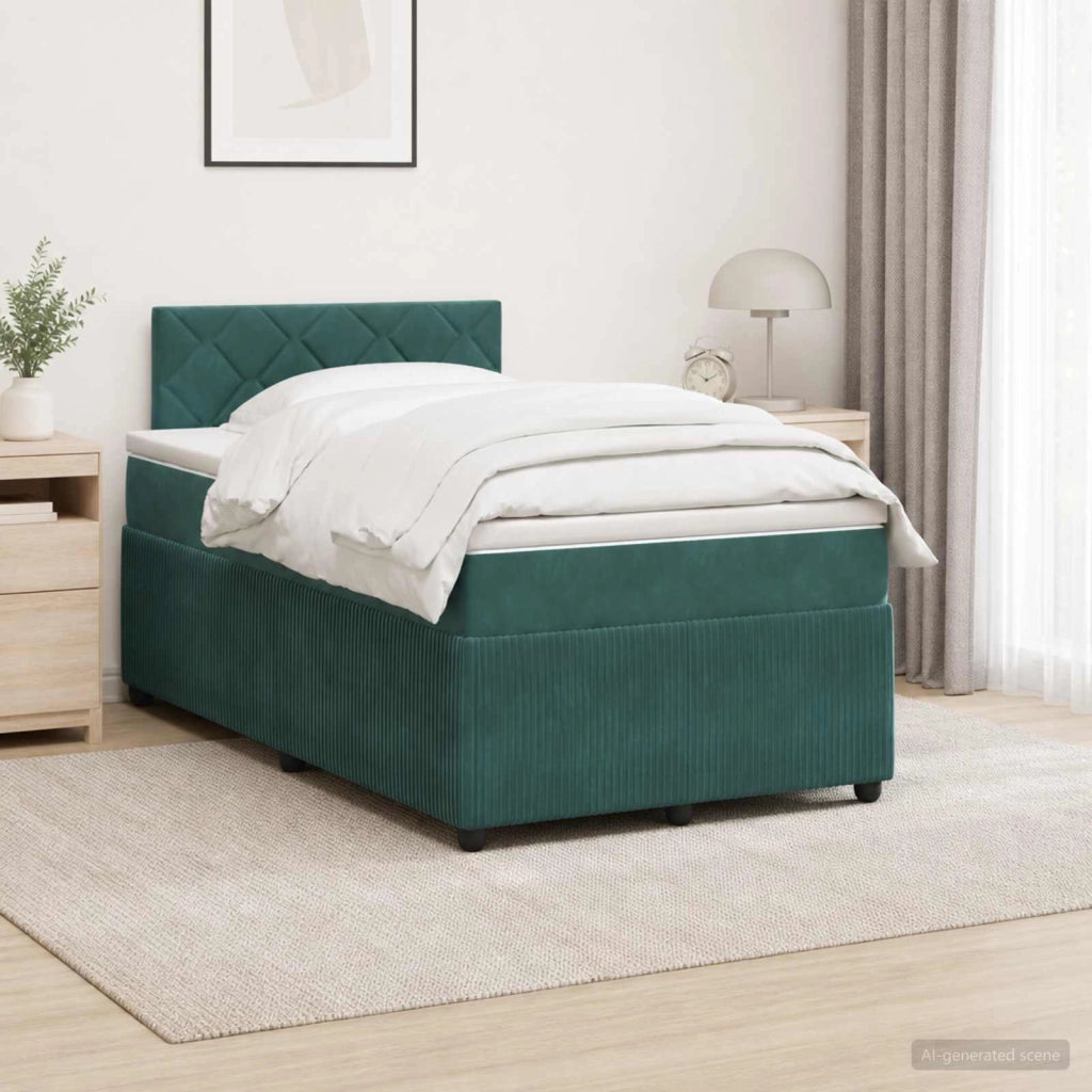 Letto box spring con materasso Verde Scuro 120 x 190 cm Velluto 3453110