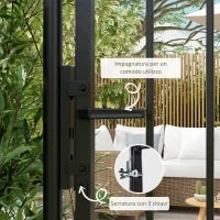 Cancelletto di Sicurezza con Serratura, 3 Chiavi e 2 Paletti, in Acciaio Zincato, 107x204 cm, Nero