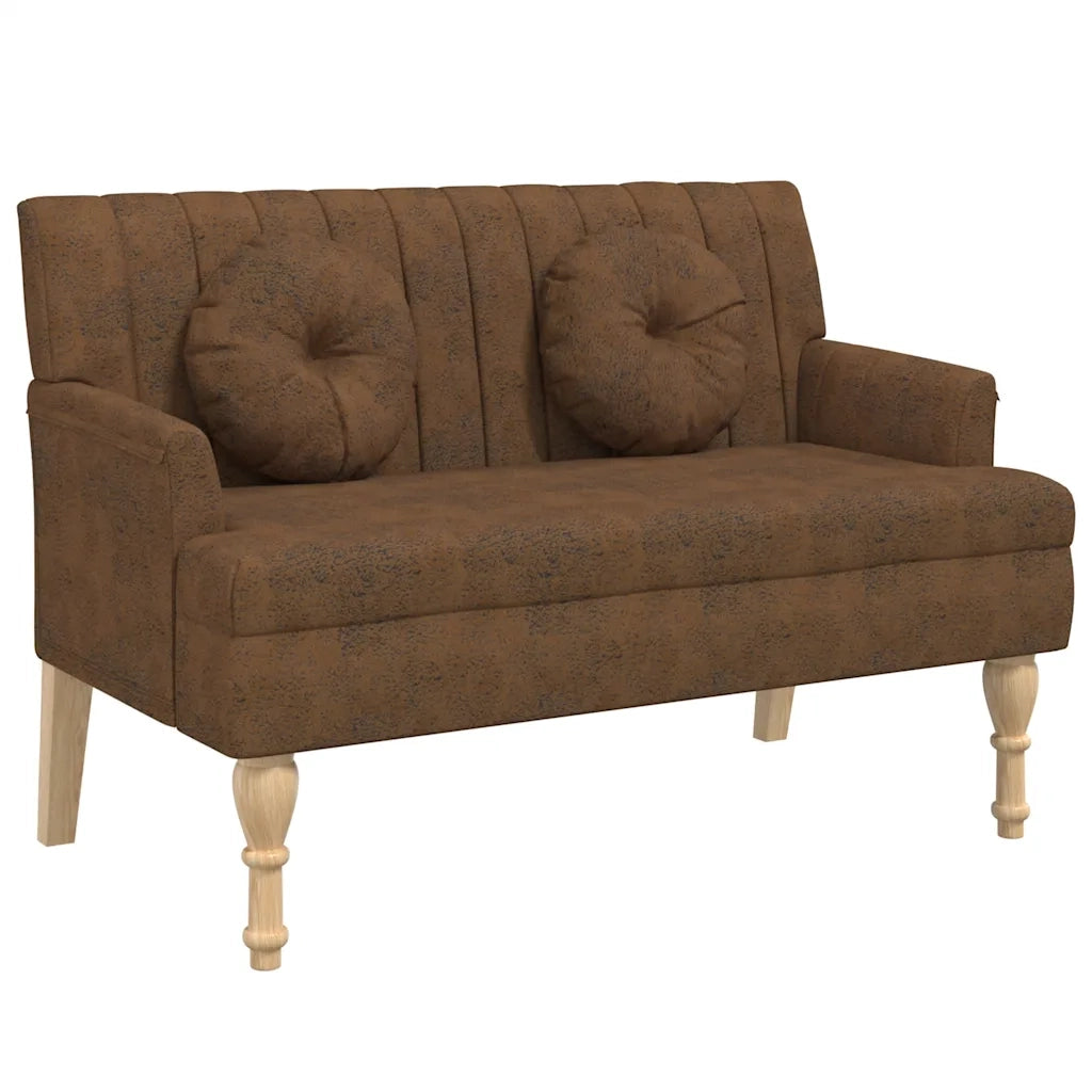 Panca con Cuscini Marrone 113x64,5x75,5 cm in Scamosciato CFW7485082