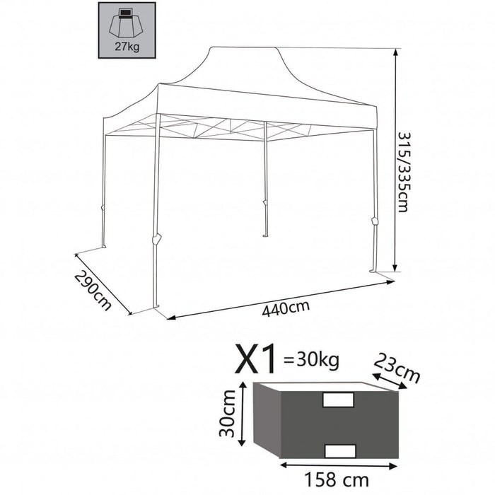 Gazebo Holiday 3x4,5 m in Acciaio Verde