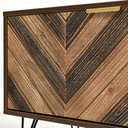 Mobile TV con 2 Ante e 2 Vani; Maniglie Dorate; Piedini in Ferro; Stile Contemporaneo; 155??38??48 cm; Naturale
