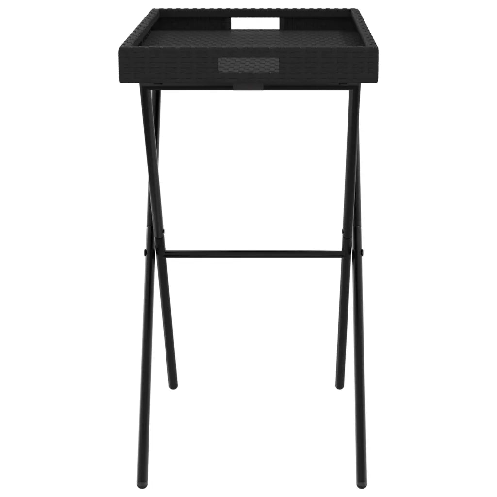 Tavolino Vassoio Pieghevole-Tavolino da soggiorno-Tavolo Nero 65x40x75 cm in Polyrattan
