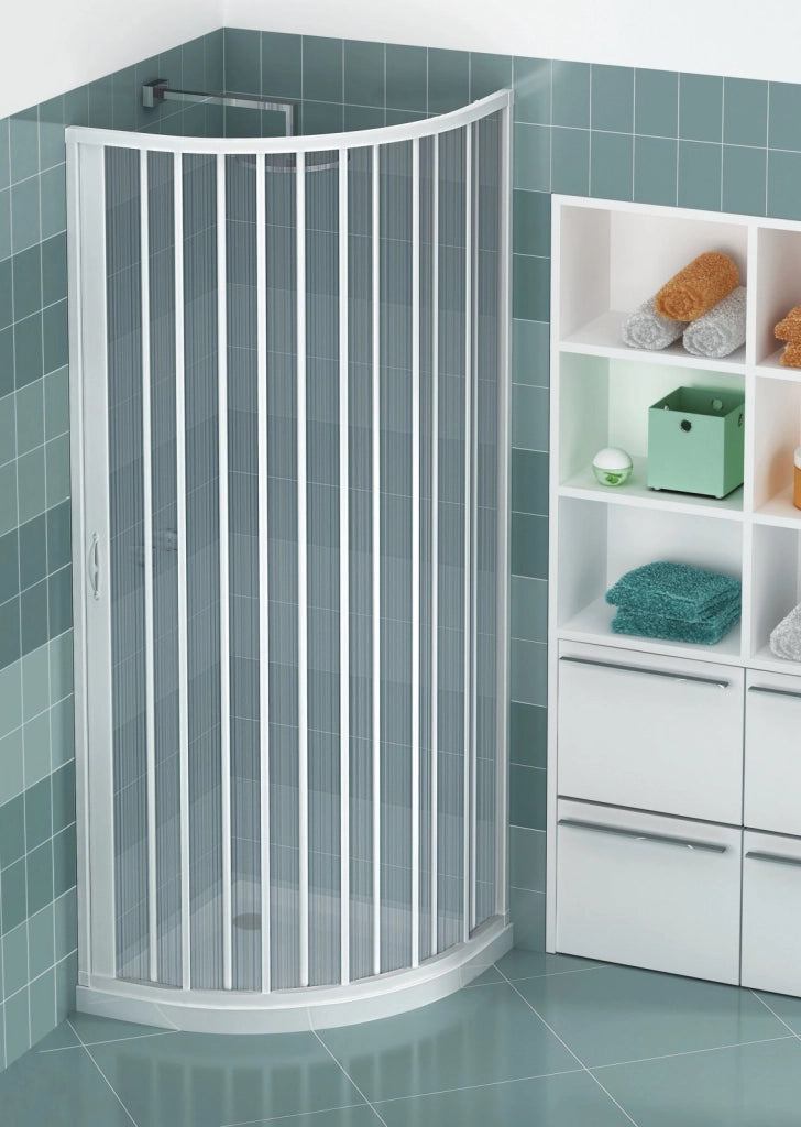 Box doccia apertura laterale a soffietto in pvc h.185cm Doliso Legrese Bianco,75x75cm (Raggio 38cm)