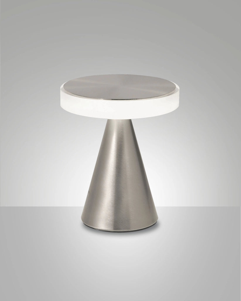 Lampada da Tavolo LED Fabas Luce Neutra 8W 750lm 3000K, Struttura Metallo e Metacrilato con Regolazione a Tocco, Nichel Satinato - Fabas Luce